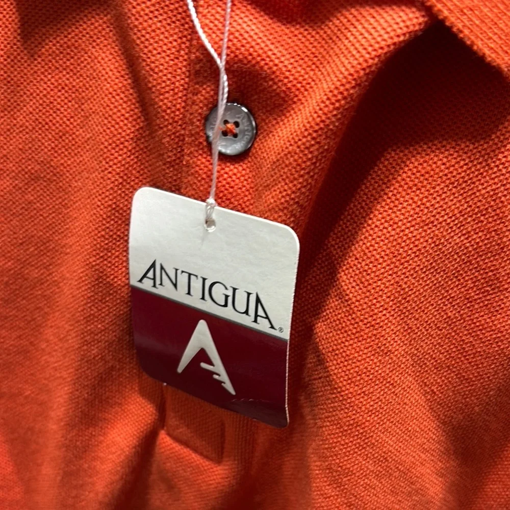 NWT ANTIGUA Men's Orange Polo Long Sleeve Shirt, Sixe 2XL